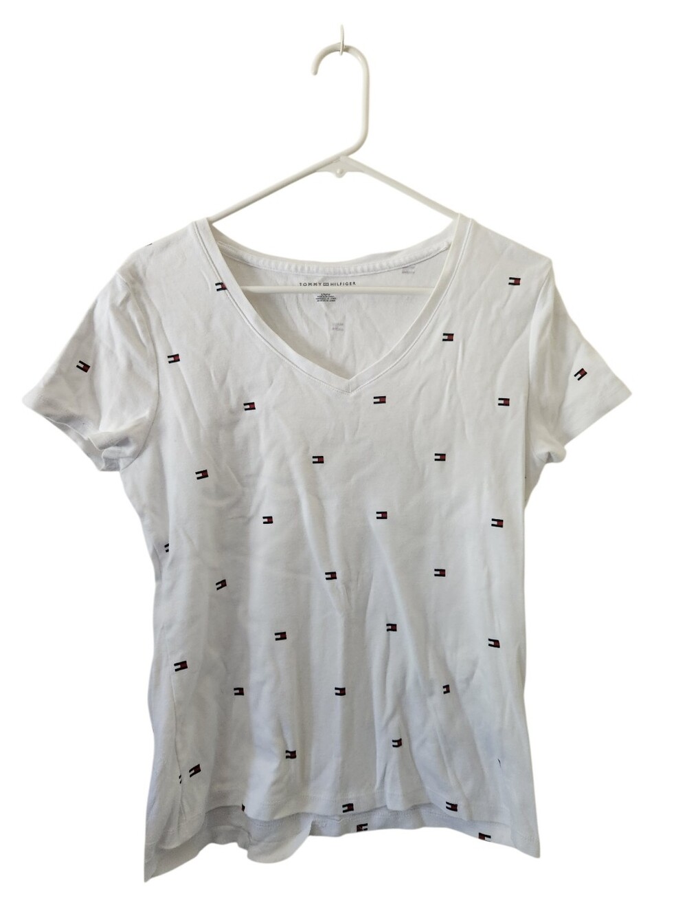 Tommy Hilfiger Flag Logo V Neck Top